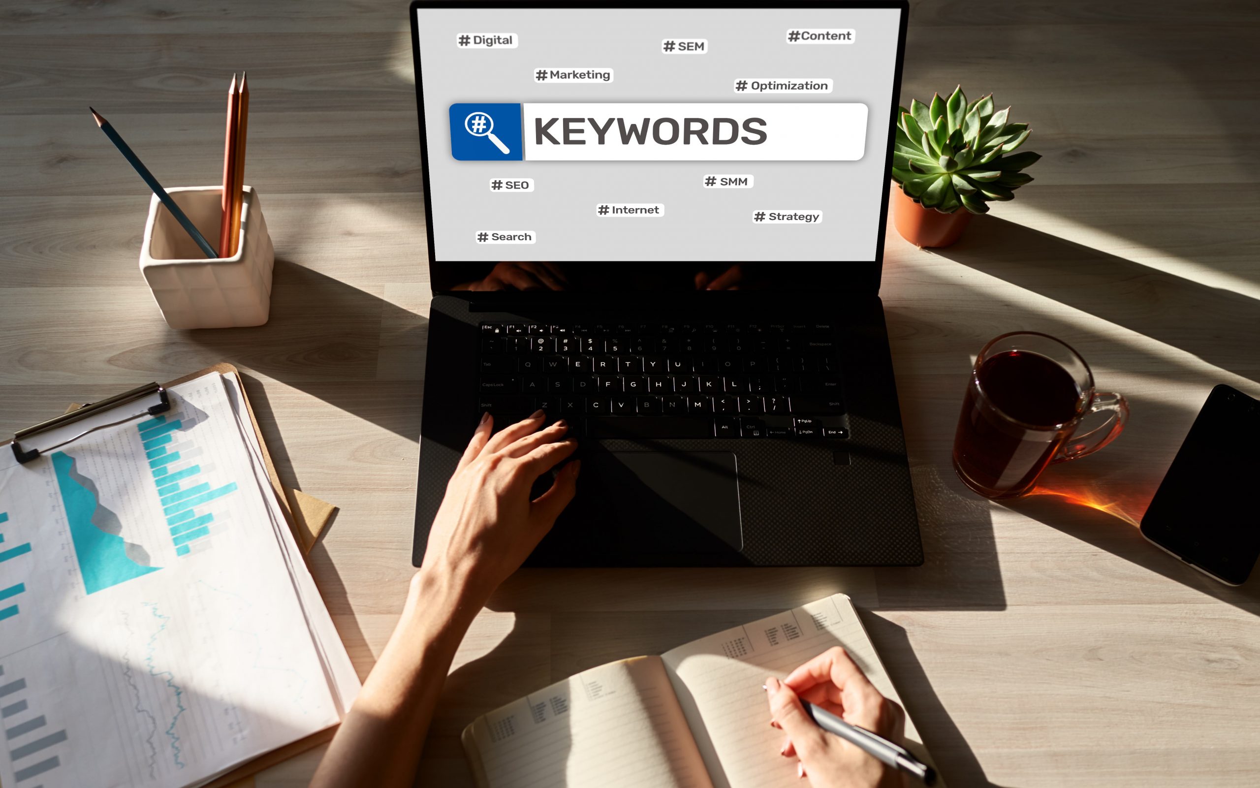 Keywords on laptop
